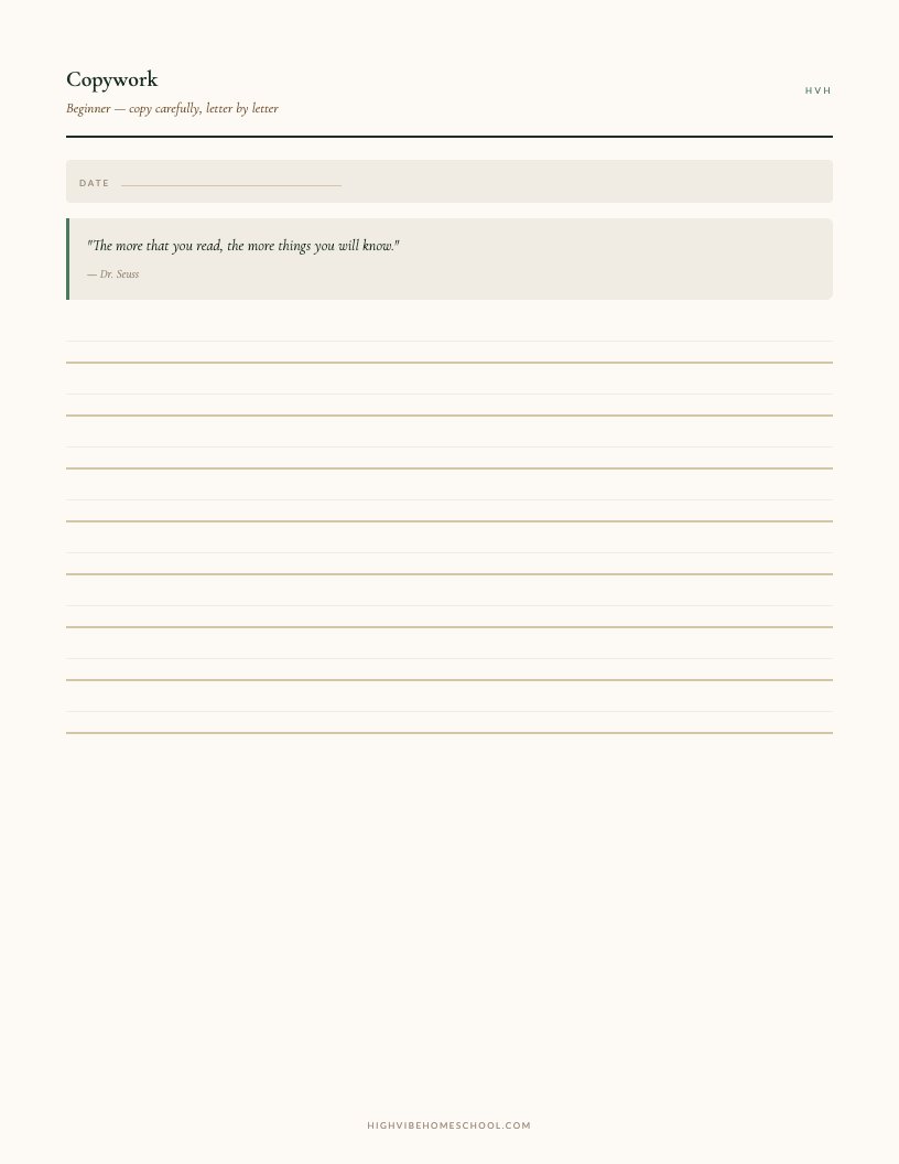 Copywork Pages