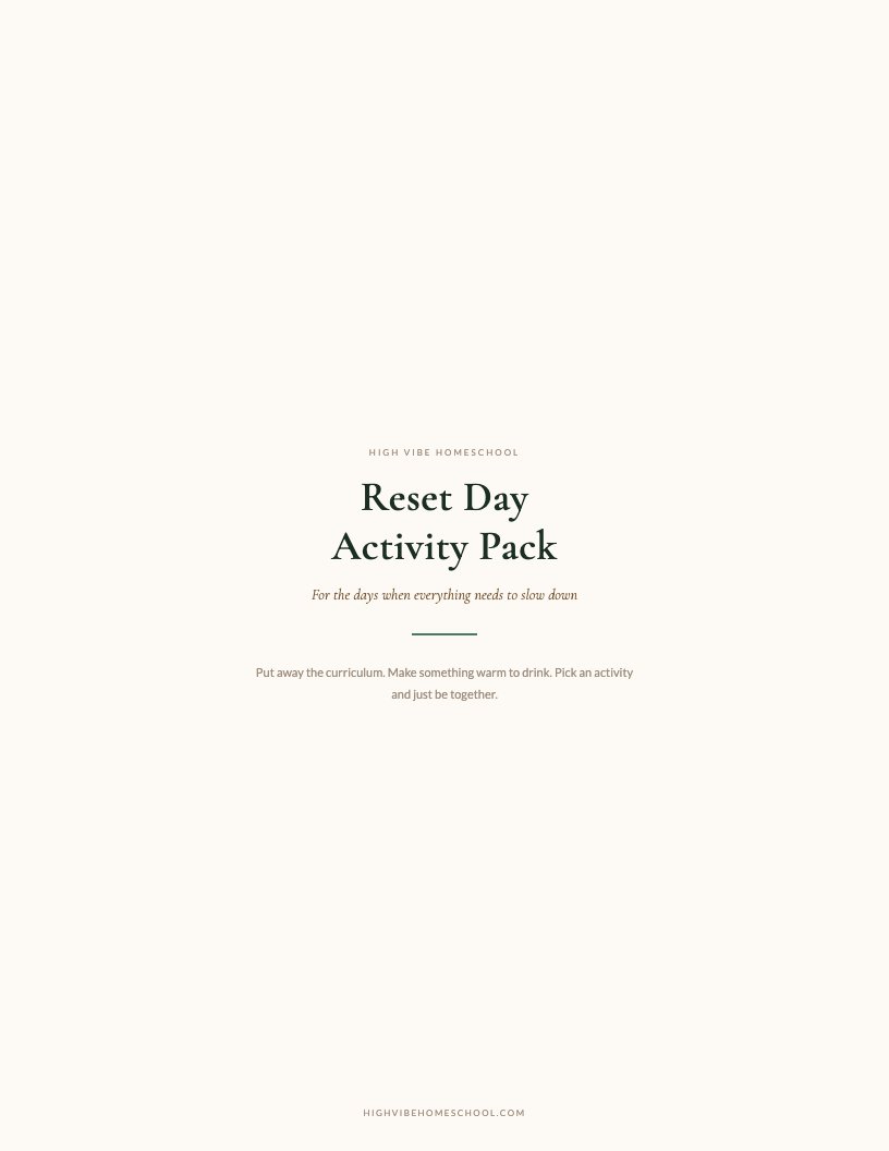 Reset Day Activity Pack